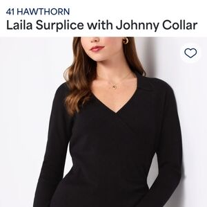 41 Hawthorn Laila Surplice V-Neck Sweater in Black